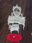 Vintage Barbie Susy Goose Vanity Dresser w/ Mirror & Bench Doll Furniture