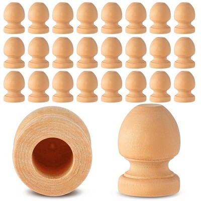Pinkunn 100 Pcs Wood Finials Dowel Rods Caps 1-1/16 Inch Tall with 3/8 Inch H...