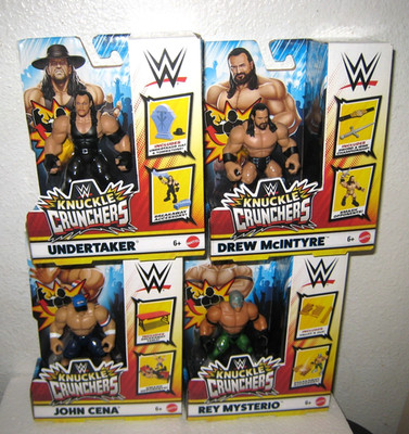 WWE Knuckle Crunchers - John Cena/Undertaker/Rey Mysterio/Drew - LOT OF 4 NEW