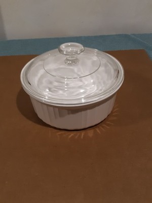 Corning Ware French White F-5-B 1.5 qt Casserole Dish W/Corning Glass Lid 28-A
