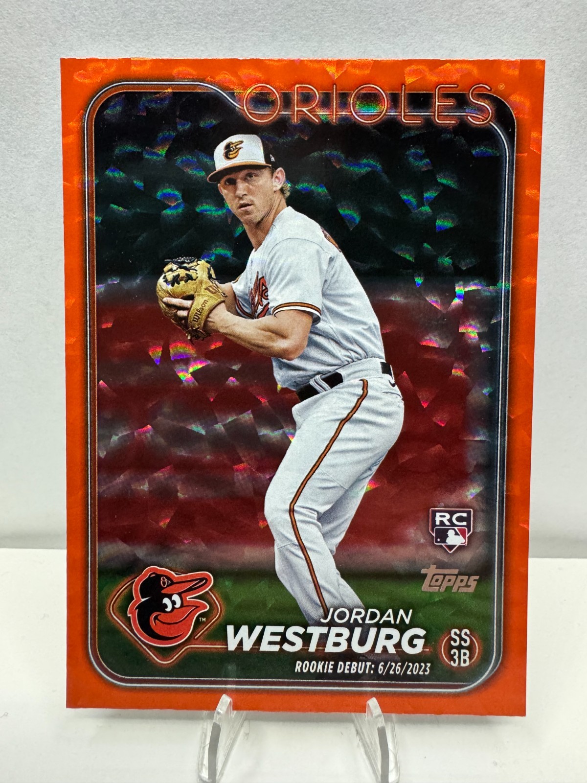 Jordan Westburg 2024 Topps Update Series Rookie Debut Orange Crackle 210/299