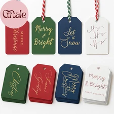 Christmas Gift Tags - 64 Holiday Present Tags with Colored String for Personaliz