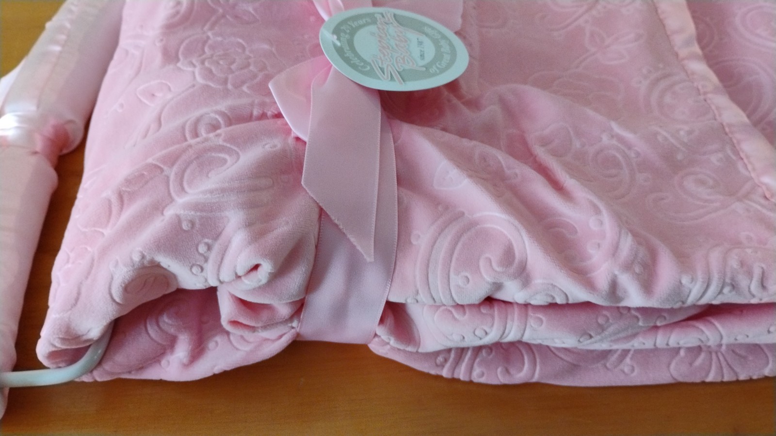Stephan Baby Pink Embossed Flower Blanket Soft Fleece Security Lovey 30 x40" NEW