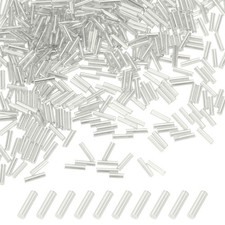 4000-Pack Bugle Beads, 2x7mm Tube Beads Kit for DIY Craft Silver White