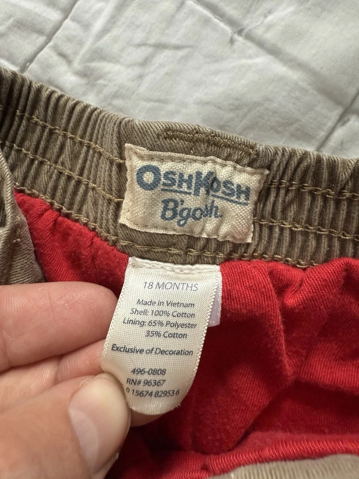 Y2K Oshkosh B’Gosh 18m Caqui Patchwork Exterior Pantalones Alce Invierno Forrado Cabina Foto 3 de 4
