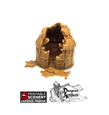 Ruined Small Round House - King and Country - Printable Scenery Terrain Wargamin
