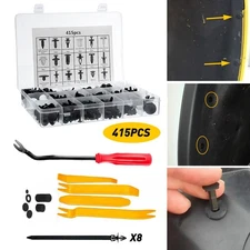 415 PCS Clips Bumper Car Hole Plastic Rivets Fender Fastener Push Pin Black EOL