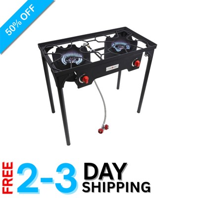 Portable 2-Burner Propane Camp Stove - High-Performance Cooking Experience