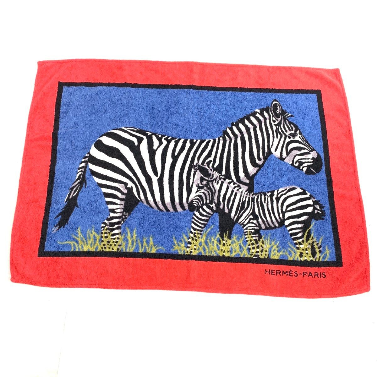 AUTH HERMES Paris Beach Towel Zebra 27.1 x 35.4in 100% Cotton Bath