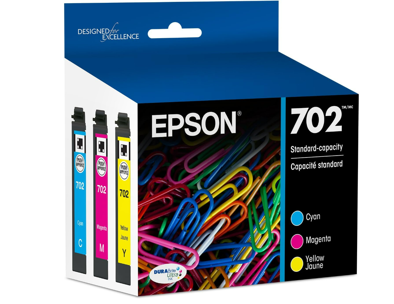 Epson 702 3pk Combo Ink Cartridges - Cyan/Magenta/Yellow (Choose Exp ...