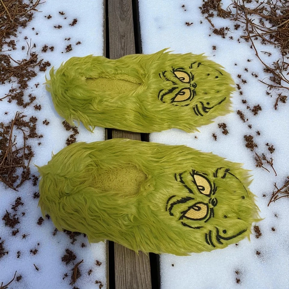 Zapatillas The Grinch Furry Footlets Personaje Verde | Tallas UK | Acogedora Bota Interior Foto 2 de 4