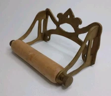 Vintage Victorian Style WilWear Wooden Brass Toilet Paper Tissue Holder