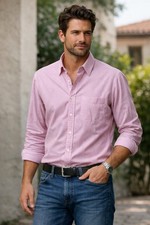 Dolce & Gabbana Pink and White Striped Cotton Long-sleeved Dress Shirt Size  52 