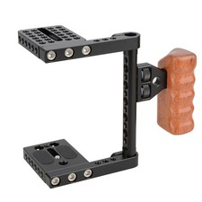 DSLR Video Cage Stabilizer Rig with Wooden Handle for Accessories - 1392