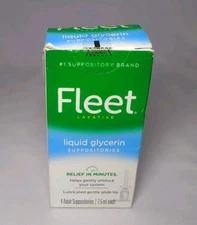 Fleet Laxative Liquid Glycerin 4 Adult Suppositories 7.5 ml EXP 11/2026