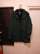 Eddie Bauer Mountain Parka Mens Sz L Plaid Wool Lined Chore Barn Green Jacket 