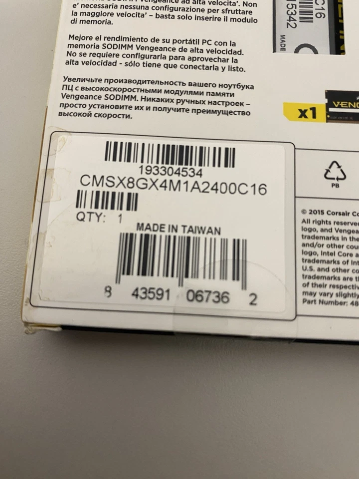 Corsair Vengeance Performance SODIMM CMSX8GX4M1A2400C16 8GB 2400MHz CL16 ddr4 - Image 4 of 4