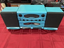 Vintage Soundesign Boombox Radio,Cassette  Player & Aux Port Turquoise #5806