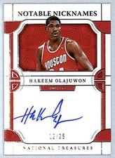 2022-23 Panini National Treasures Notable Nicknames Hakeem Olajuwon Auto /25