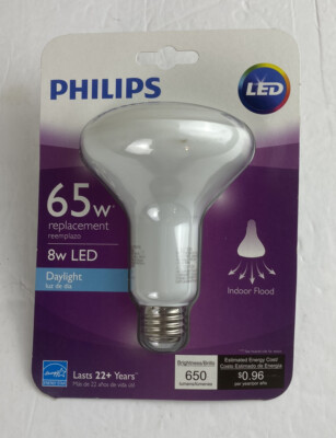 Phillips LED 65w Replacement 8w LED Daylight 650 Brightness Indoor Flood New