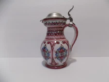 Vintage German Art Pottery Lidded Pitcher