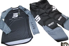 SHOT RACE GEAR MOTOCROSS PANTS + JERSEY SET - 32" WAIST + MEDIUM JERSEY grey+blk