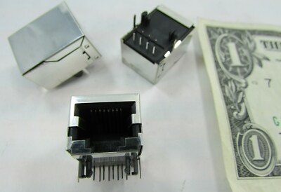 Lot 10 Stewart Female Ethernet Jacks 8p8c RJ45 90 Degree Gold Plated Solder 2.54