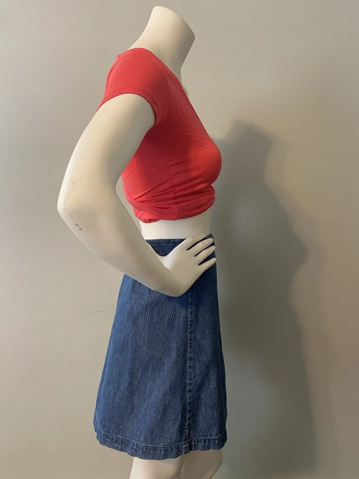 Ralph Lauren 90’s Denim Mini Wrap Kilt Falda Talla 4 Ajustable Foto 3 de 4