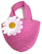 Pink Straw Bag Purse with Daisy Accent for 18 inch Doll Clothes Girl Accessories