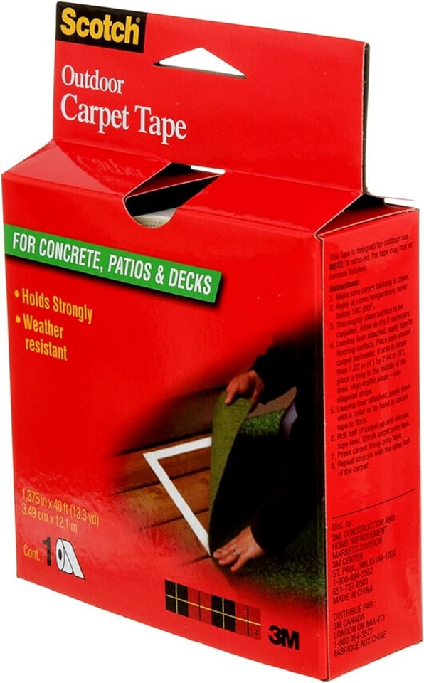 Scotch Outdoor Carpet Tape for Concrete, Patios & Decks, 1.3 in x 13 yd, 1 Roll eBay