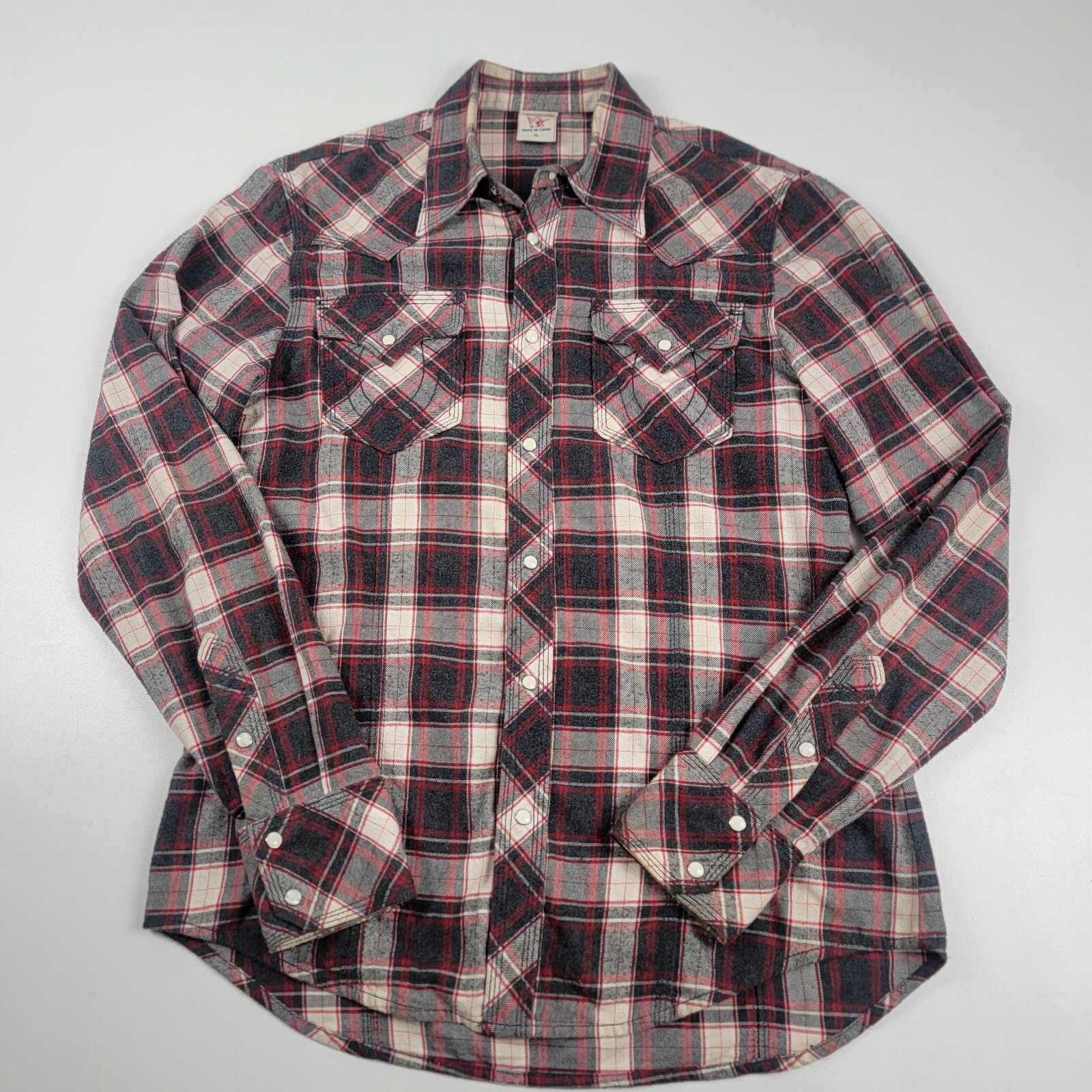 Vintage Y2K True Religion Pearl Snap Flannel Shirt Mens XL Blue Plaid Western