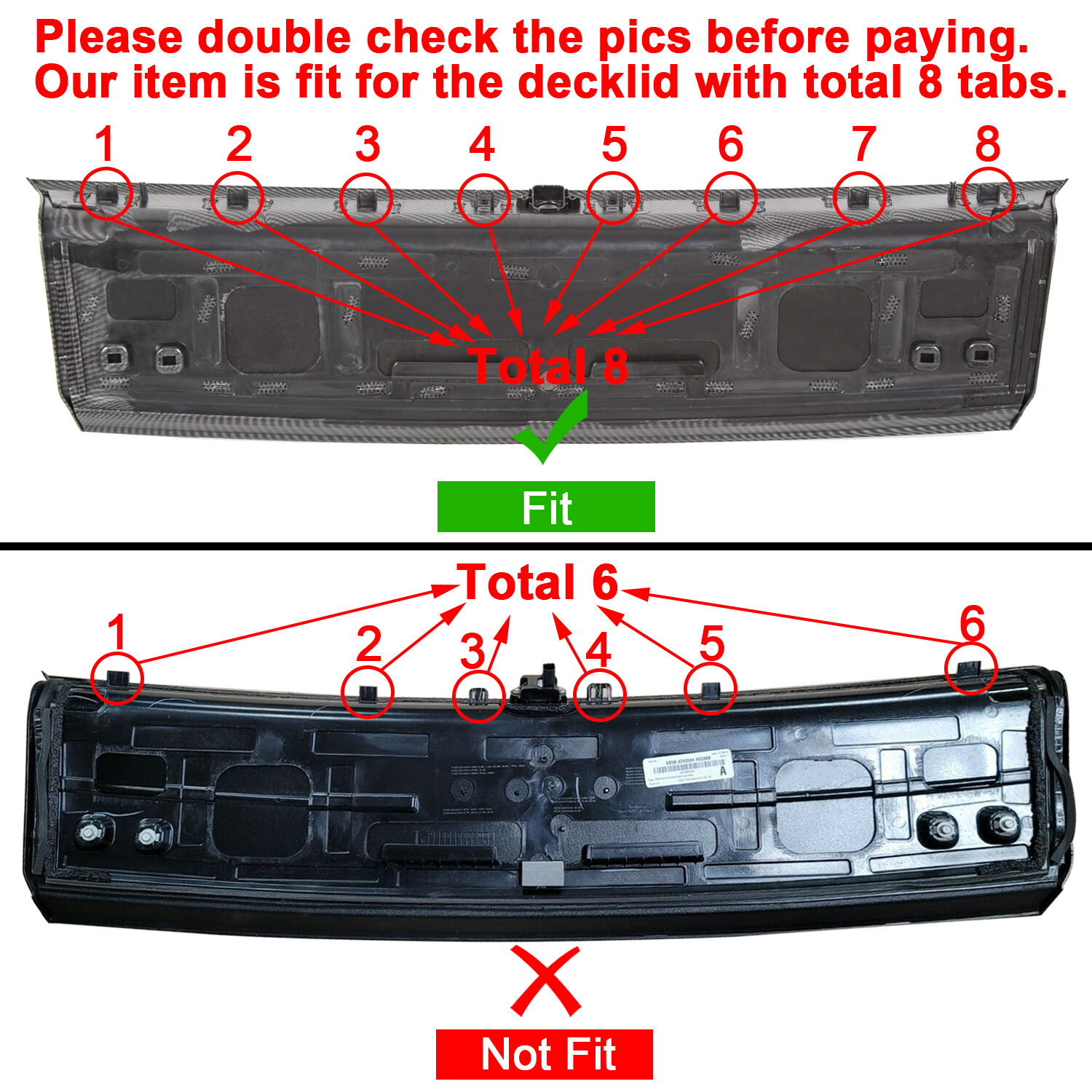 Gloss Black Rear Trunk Spoiler Deck Lid Panel Cover For Ford Mustang GT 15-2023