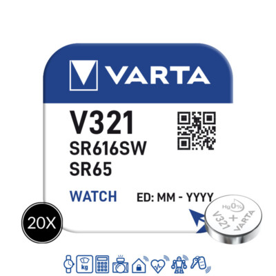 20 x Varta 321 Uhrenbatterien 1,55 V SR616SW SR65 RW 321 15mAh Batterie 