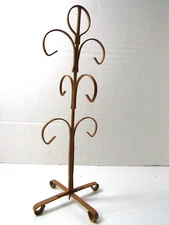Vintage Metal Golden Rod 6 Coffee Mug Cup Tree Rack Stand Mid Century Modern