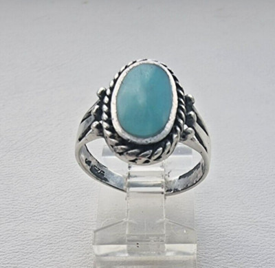 CW SOUTHWESTERN 925 STERLING SILBER OVAL 13x7 mm. TÜRKIS RING GRÖSSE 7,75