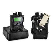 Unication G1 Voice Pager Fire 2 Way Radio Black Leather Case Metal Belt Clip