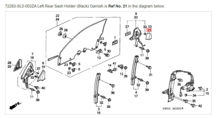 HONDA ACURA GENUINE OEM NSX Left Rear Sash Holder Black Garnish