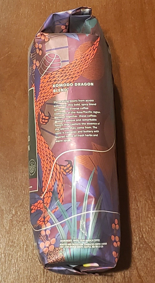 FRESH Starbucks Komodo Dragon Blend Whole Bean Coffee, FAST! 1 LB