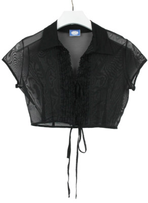 Blumarine Blugirl Bluse Damen (EU) 38 Schwarz Crop Mesh Kragen Schnürung Vorne