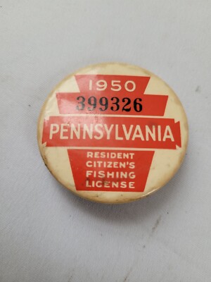 Pin's Vintage Permis De Pêche Non-résident Pennsylvanie 1955 - Pêche En Eau Douce