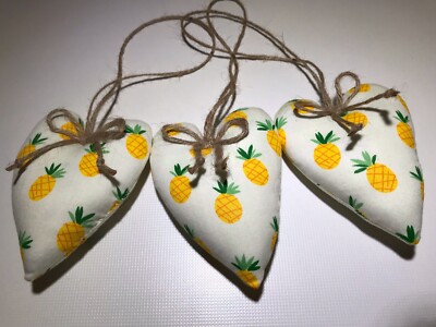 3 trendige Türhänger Ananas Muster Baumwollstoff gepolstert Herz/Sommer/Geschenk
