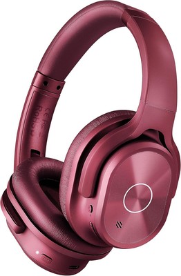 Sleek Red Wireless Headset with Memory Foam Earpads and 40 Hours Battery Life
