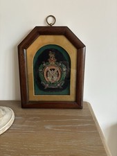 Vintage Framed Kings Own Scottish Borders Cloth Badge 24.5cm x 19.5cm