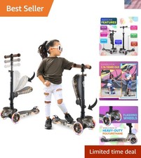 Versatile 3-Wheeled Kids Scooter with LED Lights & Adjustable Height - Age 1-14