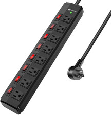 8 Outlet Heavy Duty Power Strip with 8 Individual Switches,Moutable Metal Power