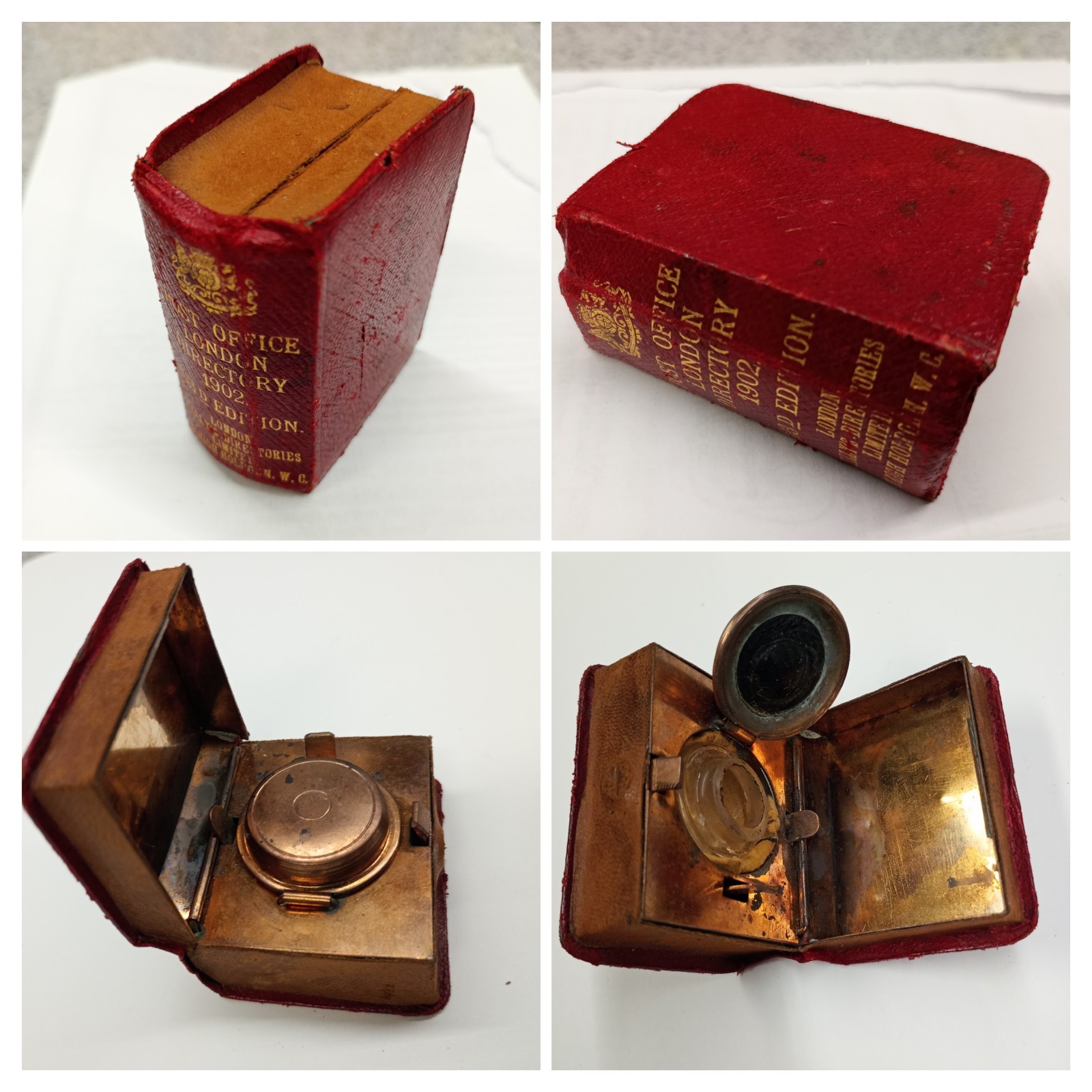 Victorian 1902 Novelty Mini Travel Ink Well Kelly's Post Office London Directory