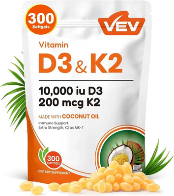#ad #ad VEV Vitamin D3 Con K2 10000 IU 300 Virgin Coconut Oil Softgels 2 in 1 Vitamins $11.19