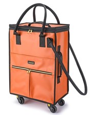 Reusable Grocery Bag on Wheels, Foldable Rolling Small 41L, Matte-orange