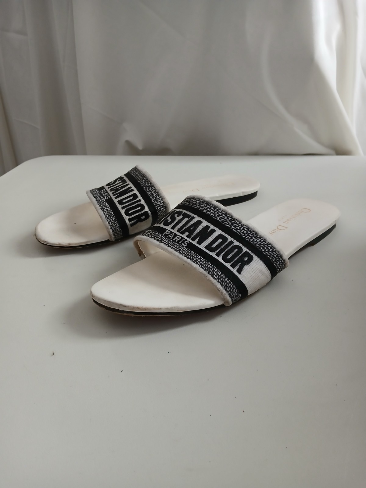 Dior Women's Size EU 41 US 8 Dway Slide Embroidered Cotton image 3