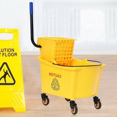 35 Quart Large Capacity Mop Bucket Side Press Cleaning Wringer Trolley